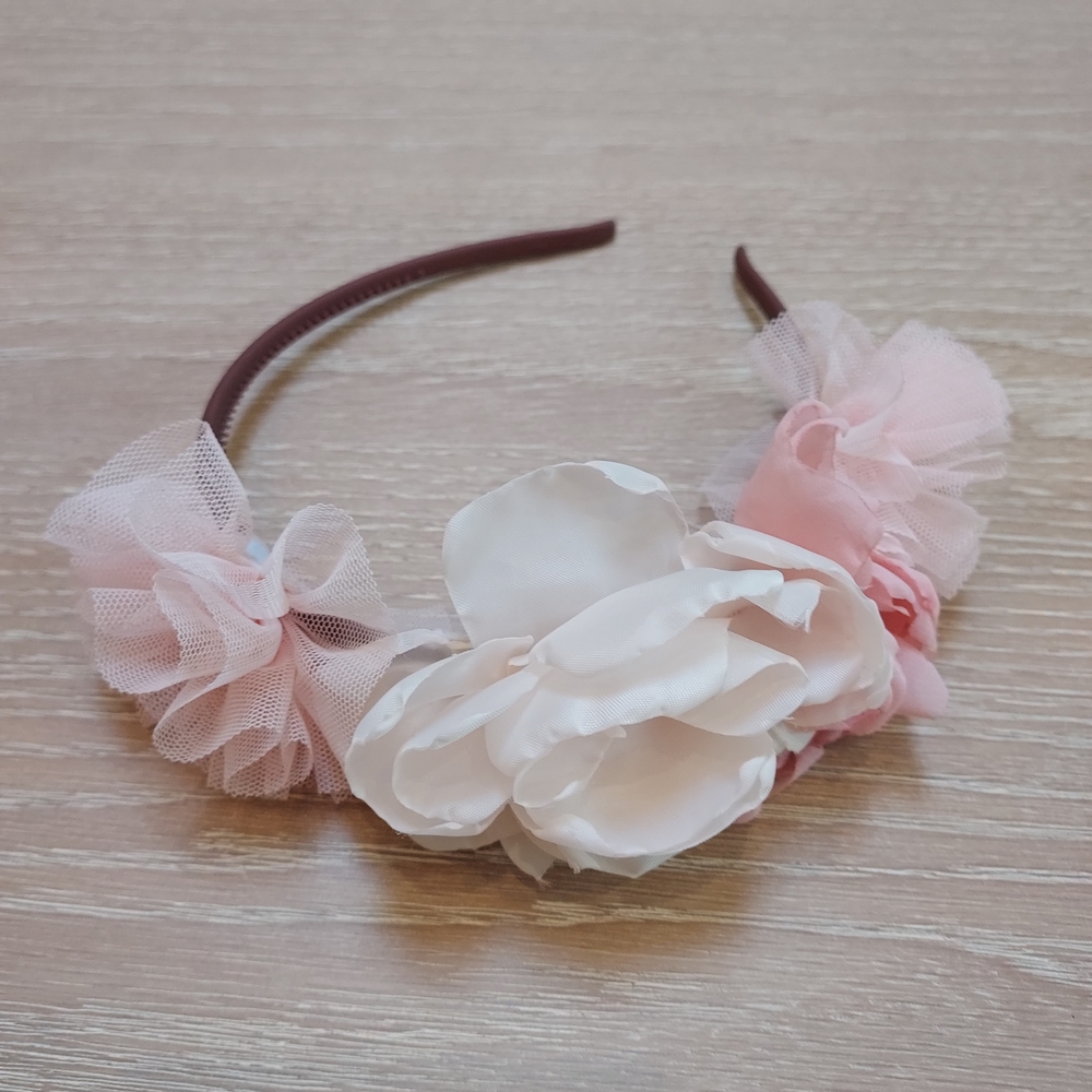 Charming Pink and White Floral Headband for Kids